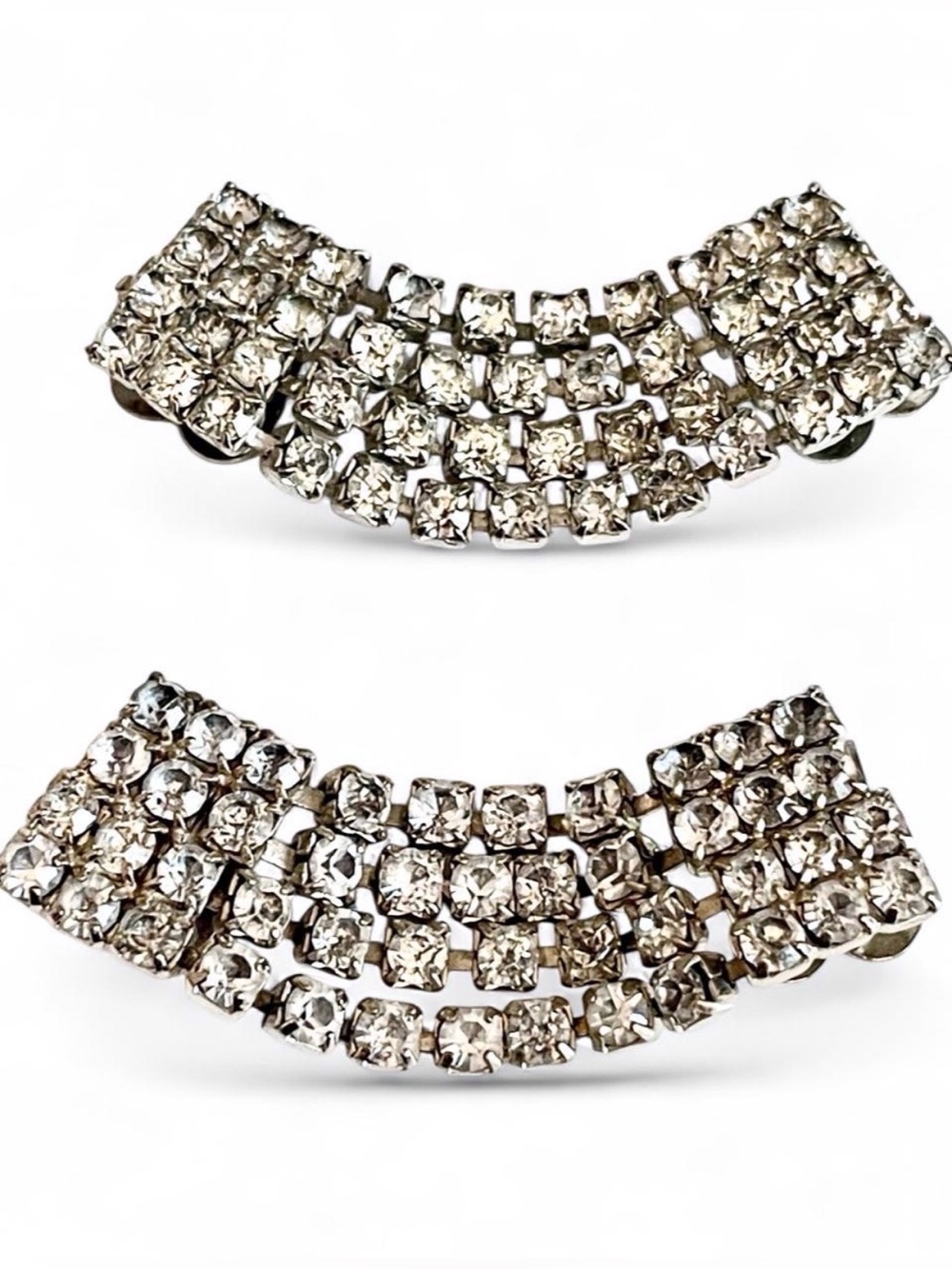 Vintage 1950s Rhinestone Shoe Clips Crystal Swag Old Hollywood Glam Art Deco EUC